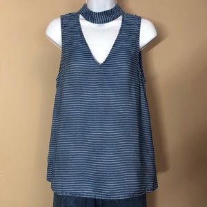 Women’s 1250C Denim Halter Stripe Top Size S
